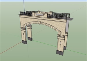 新古典风格详细小区大门素材设计SU(草图大师)模型