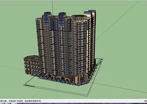 某新古典商业住宅高层建筑SU(草图大师)模型
