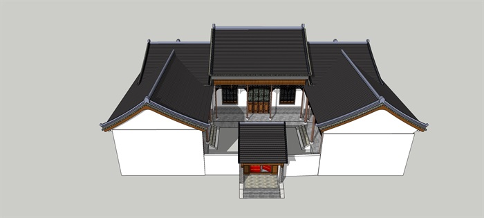 仿古建築四合院徽派古建民居民宿農村老房子su模型草圖大師su原創