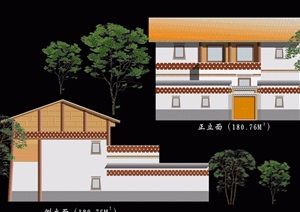 云南中式民居住宅楼设计cad施工图及效果图