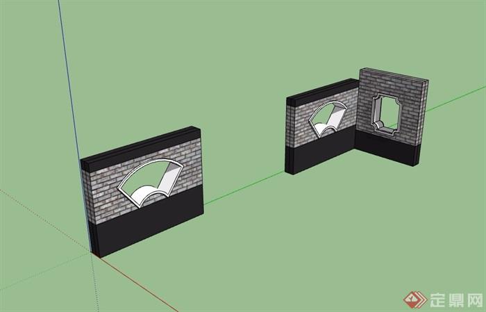 详细的砖砌景观墙设计su模型