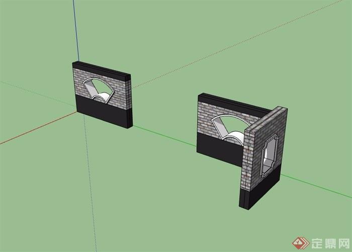 详细的砖砌景观墙设计su模型