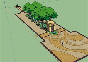 小区入口部分简单的景观设计SU(草图大师)模型