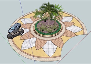 圆形种植树池花池设计SU(草图大师)模型