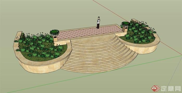 花坛台阶踏步素材设计su模型