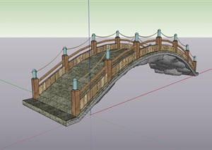 详细完整的古典拱桥设计SU(草图大师)模型