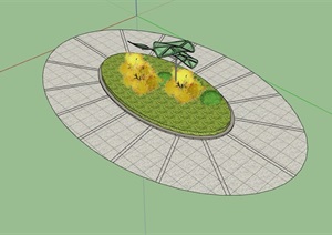 椭圆形种植池素材设计SU(草图大师)模型
