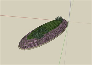 椭圆形种植花池设计SU(草图大师)模型