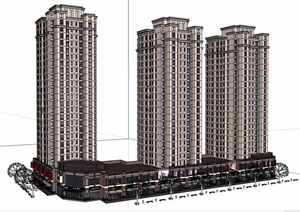 某2层底商住宅高层建筑设计SU(草图大师)模型