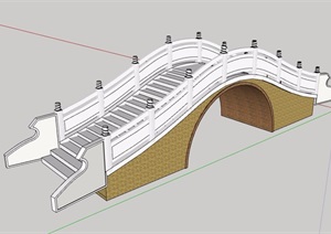 中式风格拱桥SU(草图大师)模型