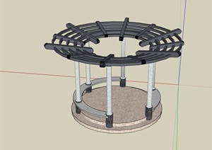 完整详细的圆形廊架素材设计SU(草图大师)模型