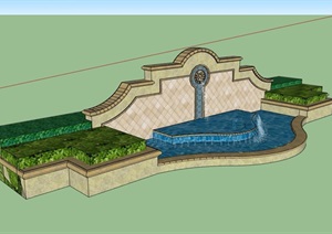 欧式水景景墙设计SU(草图大师)模型