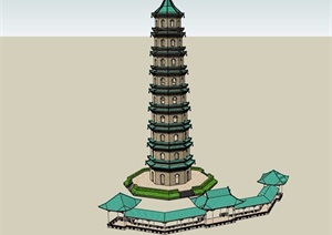 塔楼详细设计SU(草图大师)模型