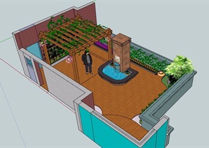 小型屋顶庭院花园SU(草图大师)模型