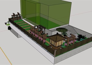 中式独特庭院花园模型