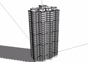 无材质贴图高层住宅楼SU(草图大师)模型