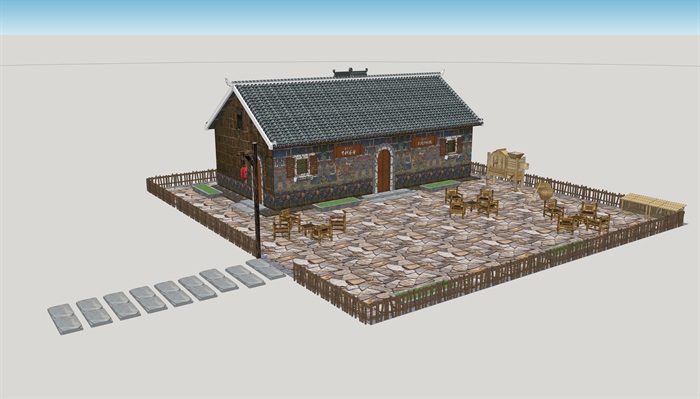 农村石头房子模型(1)