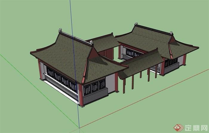 古典中式风格合院住宅建筑su模型