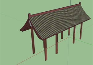 古典中式风格廊亭素材设计SU(草图大师)模型
