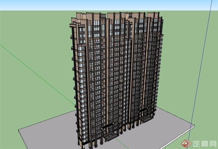 经典的现代高层住宅小区楼设计su模型