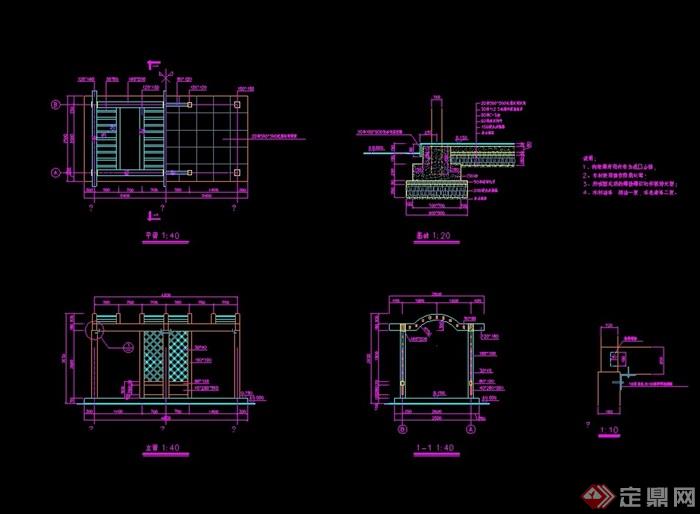 详细的廊式花架cad施工图