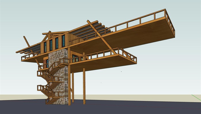 木质结构创意造型树屋观景塔(1)