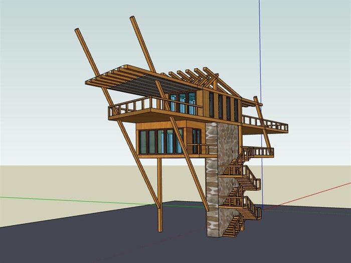 木质结构创意造型树屋观景塔(3)