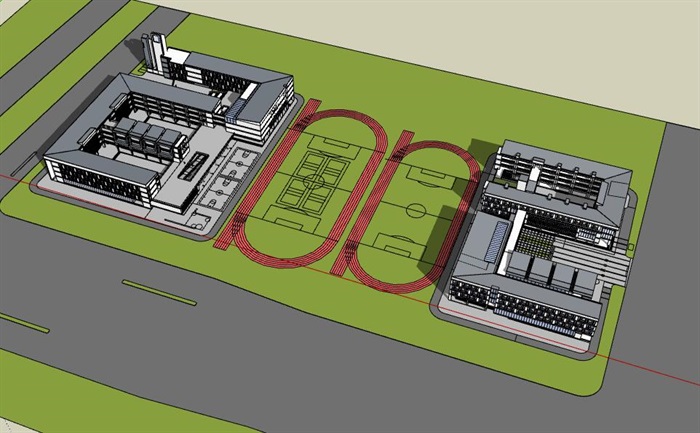 现代新中式坡屋顶中小学校园规划教学楼设计(2)