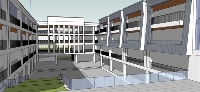 现代新中式坡屋顶中小学校园规划教学楼设计(6)