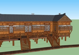 干栏式鸽屋木屋SU(草图大师)模型