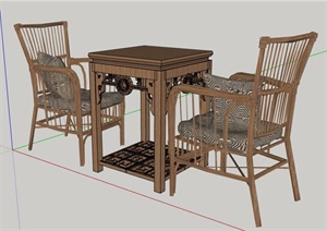 中式风格对谈桌椅组合设计SU(草图大师)模型