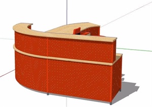 现代风格橘色服务台设计SU(草图大师)模型