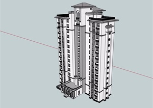 简欧坡屋顶住宅改成建筑设计SU(草图大师)模型