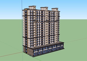详细的商住高层建筑楼设计SU(草图大师)模型