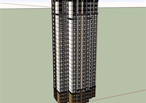 详细的新古典风格高层建筑楼设计SU(草图大师)模型