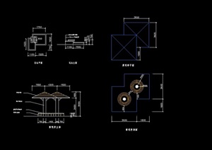 现代木桌景观亭详细设计cad施工图