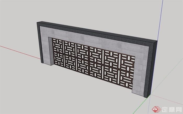 现代中式独特的景观墙设计su模型