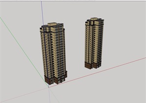 现代高层详细居住建筑楼SU(草图大师)模型