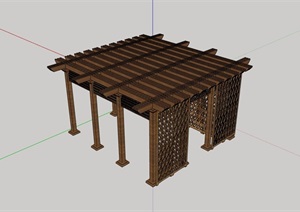 全木质详细的休闲廊架素材设计SU(草图大师)模型