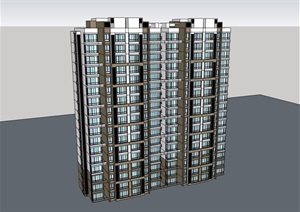 现代小高层居住建筑楼详细设计SU(草图大师)模型