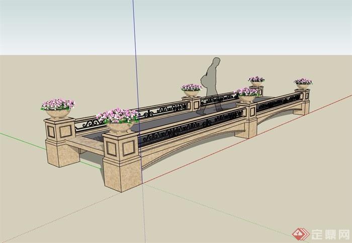 欧式过河景观桥设计su模型