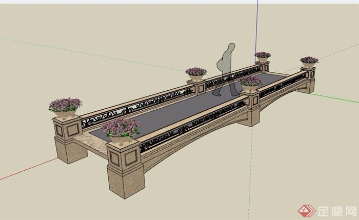 欧式过河景观桥设计su模型