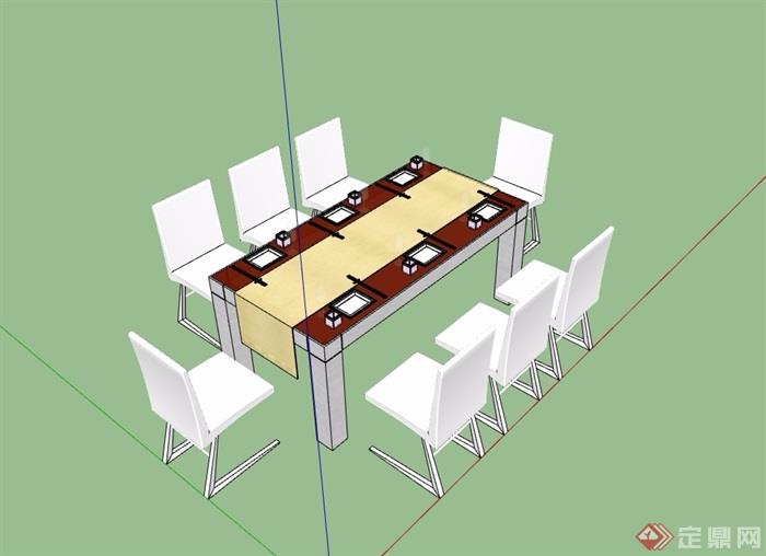 现代餐桌椅详细素材设计su模型