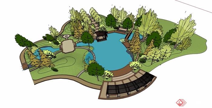 新古典游园局部景观设计su模型