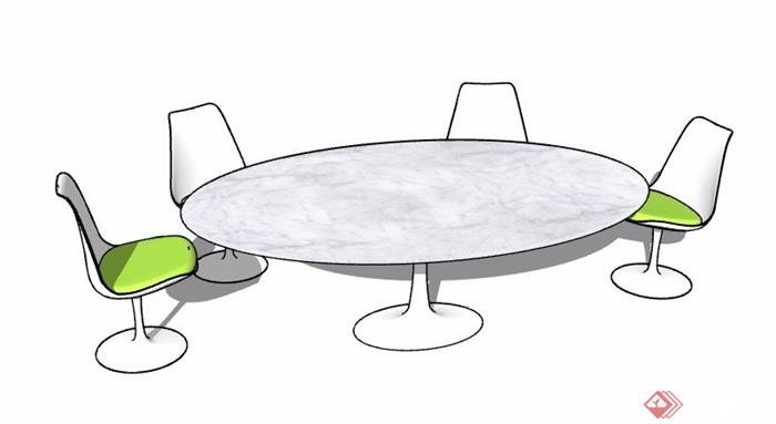 椭圆形大理石会议桌椅su模型