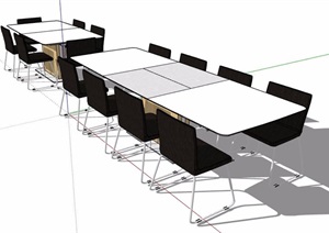 现代风格两组会议桌椅组合素材SU(草图大师)模型