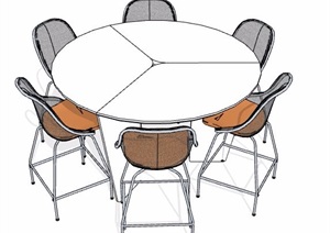 现代风格两组圆形会议桌椅组合SU(草图大师)模型