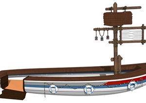 创意指示牌小船标识牌SU(草图大师)模型
