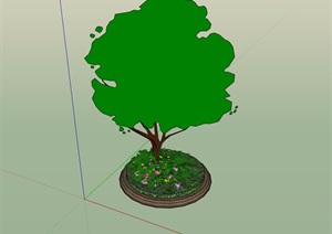 圆形花池树池设计SU(草图大师)模型