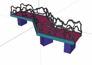 园林景观粗糙桥设计SU(草图大师)模型